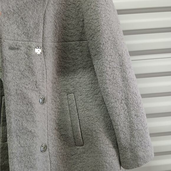 Kenneth Cole New York Wool Blend Boucle Coat Women's Large Gray Cozy Peacoat - Picture 9 of 15
